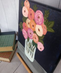 Alternative view of Floral Abundance Collection 8x10 Peach and Pink Floral with Navy background